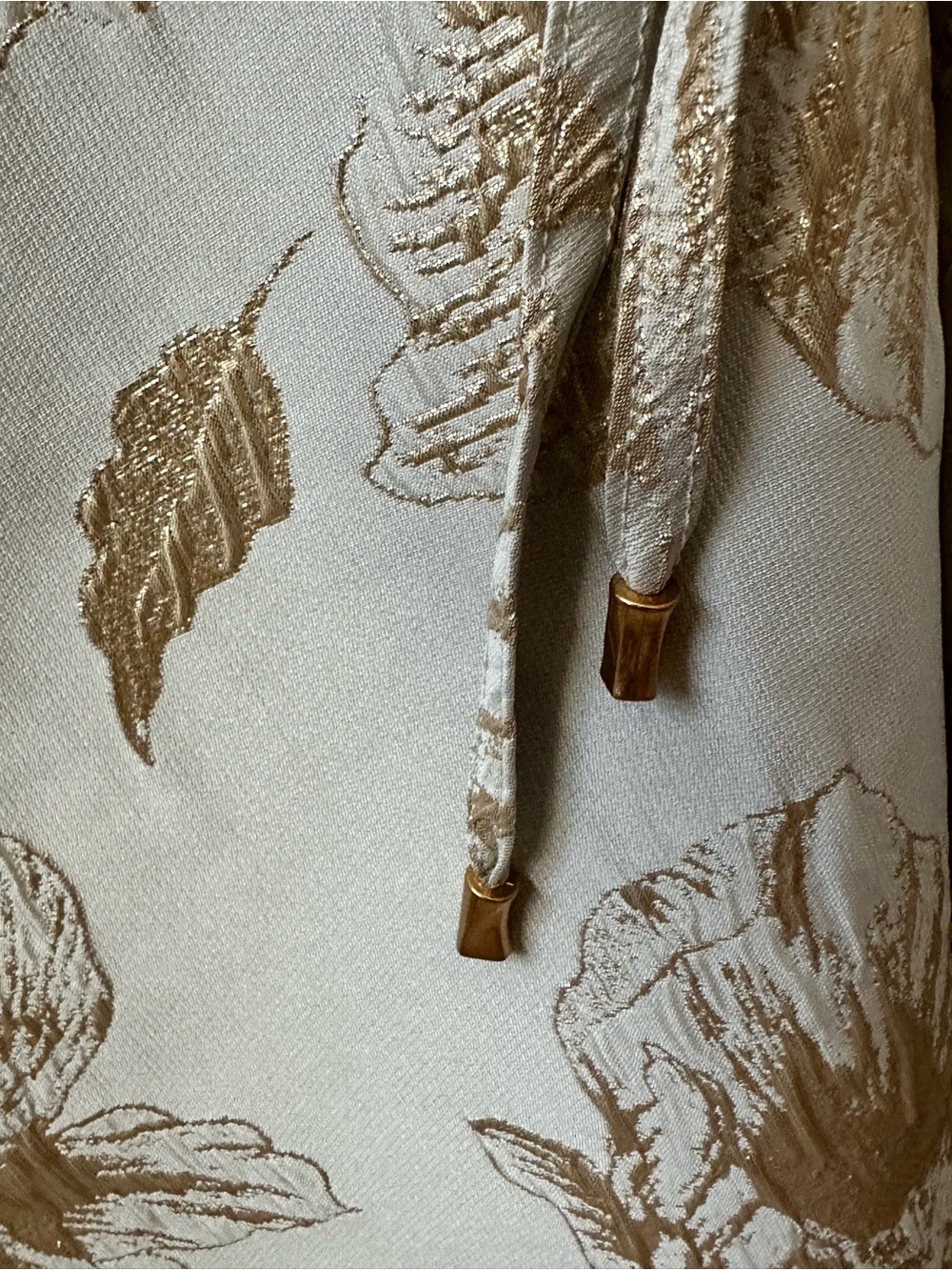 NWT Donna Karan Ivory Gold Floral Jacquard Wrap Midi Dress - Size 12 - Picture 6 of 12